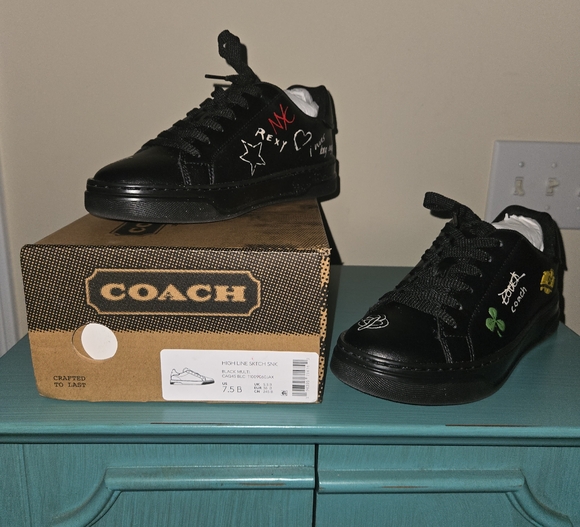 Coach Women Leather Sneakers In Sketch Print - Picture 1 of 7